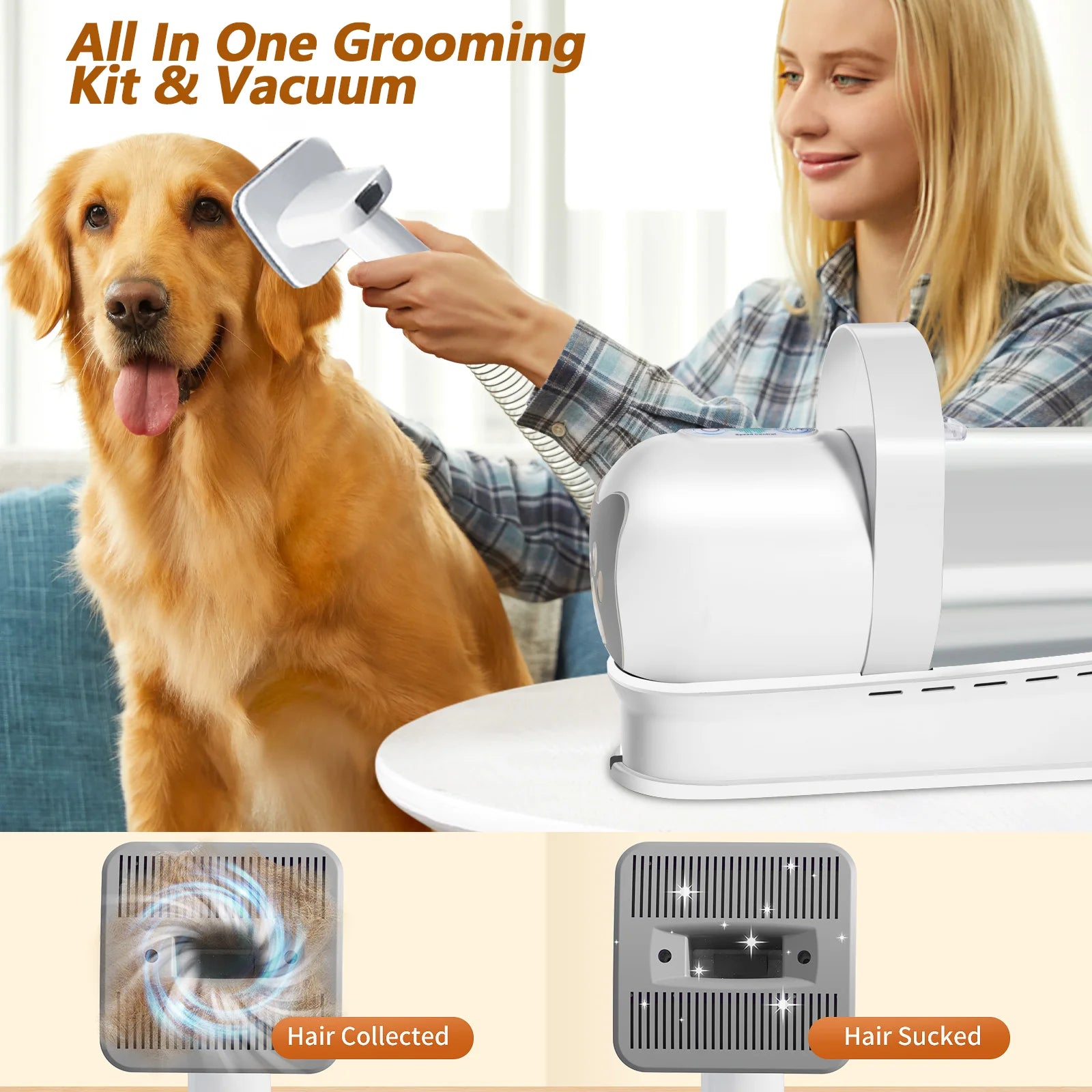 Kit de Toilettage Pro 7-en-1 avec Aspirateur - Silencieux pour Chien & Chat