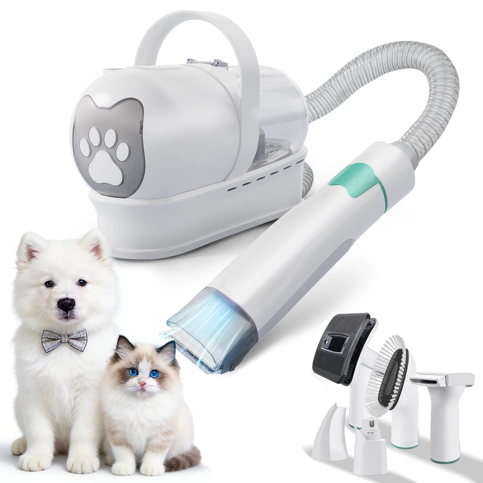 Kit de Toilettage Pro 7-en-1 avec Aspirateur - Silencieux pour Chien & Chat