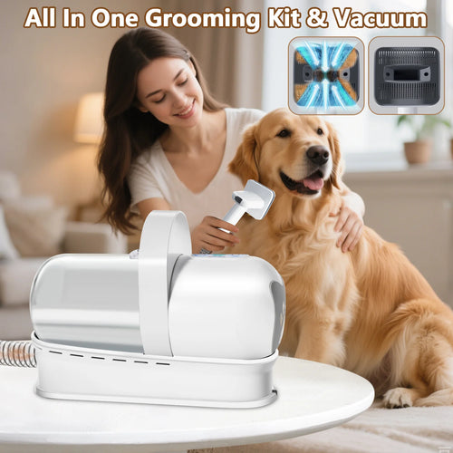 Kit de Toilettage Pro 7-en-1 avec Aspirateur - Silencieux pour Chien & Chat